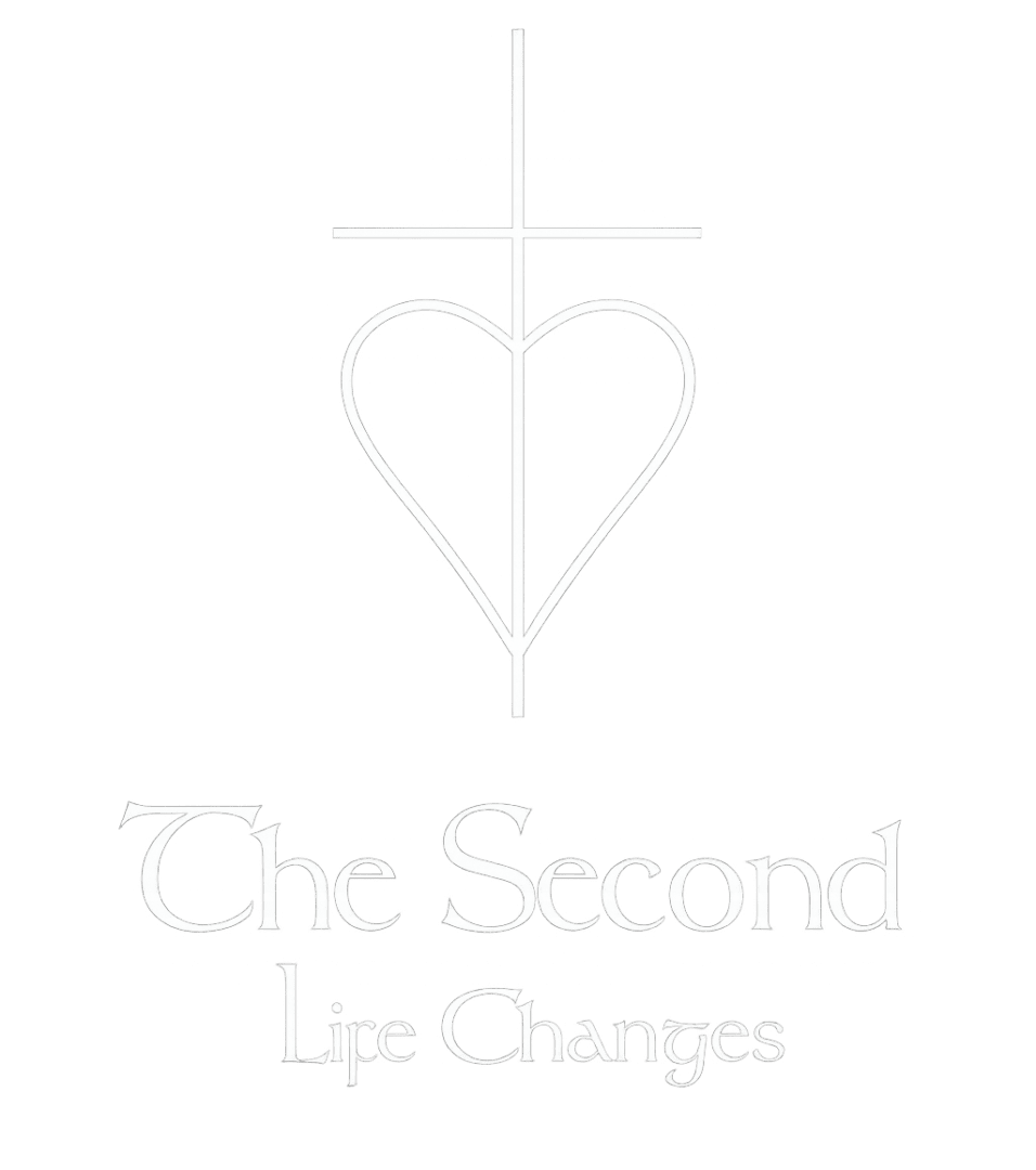 Cross-heart symbol with "The Second Life Changes.
